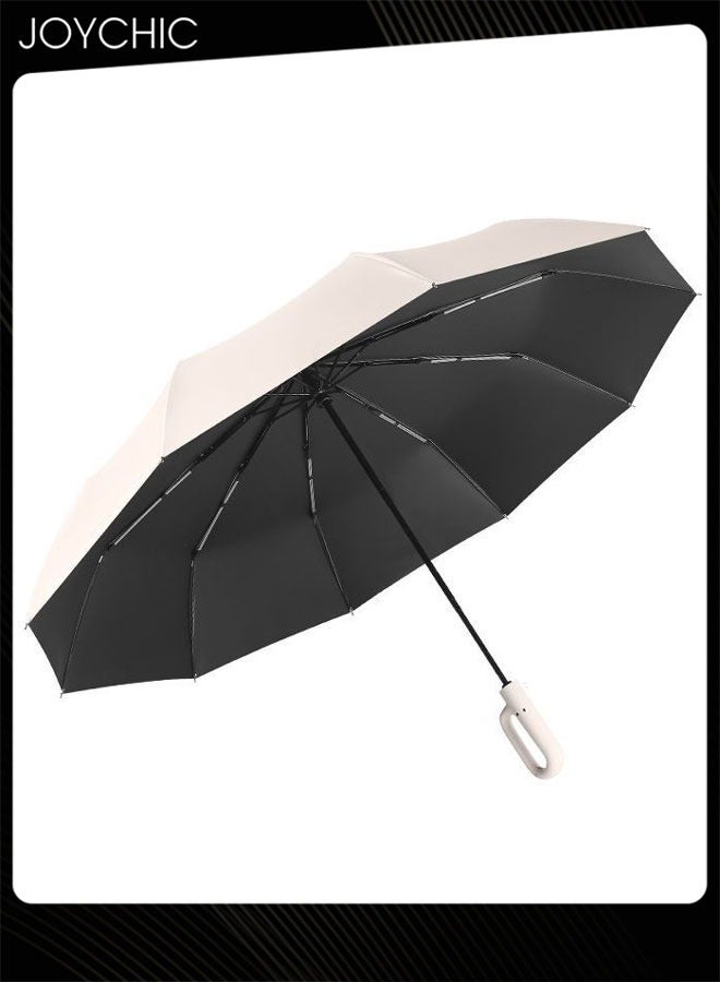 Joychic مظلة قابلة للطي مع مشبك حلقي أوتوماتيكي خفيفة الوزن 10 عوارض مظلة سفر محمولة للمطر في الهواء الطلق - Image 3