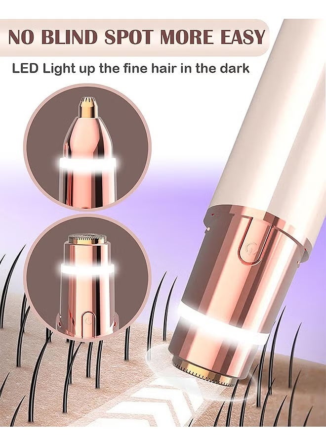 ماكينة حلاقة الحواجب الكهربائية 2 في 1 لإزالة شعر الوجه للنساء، ماكينة حلاقة محمولة قابلة لإعادة الشحن وخالية من الألم، للوجه، والوبر، والشفاه، والذقن، وتحت الإبط، والجسم (ذهبي) - Image 3