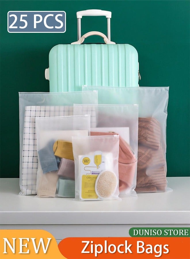 DUNISO 25 Pcs Ziplock Bags, 5 Sizes Travel Storage Bags Set, Waterproof Multifunctional Reusable Clear Clothes Storage Bag - Image 1