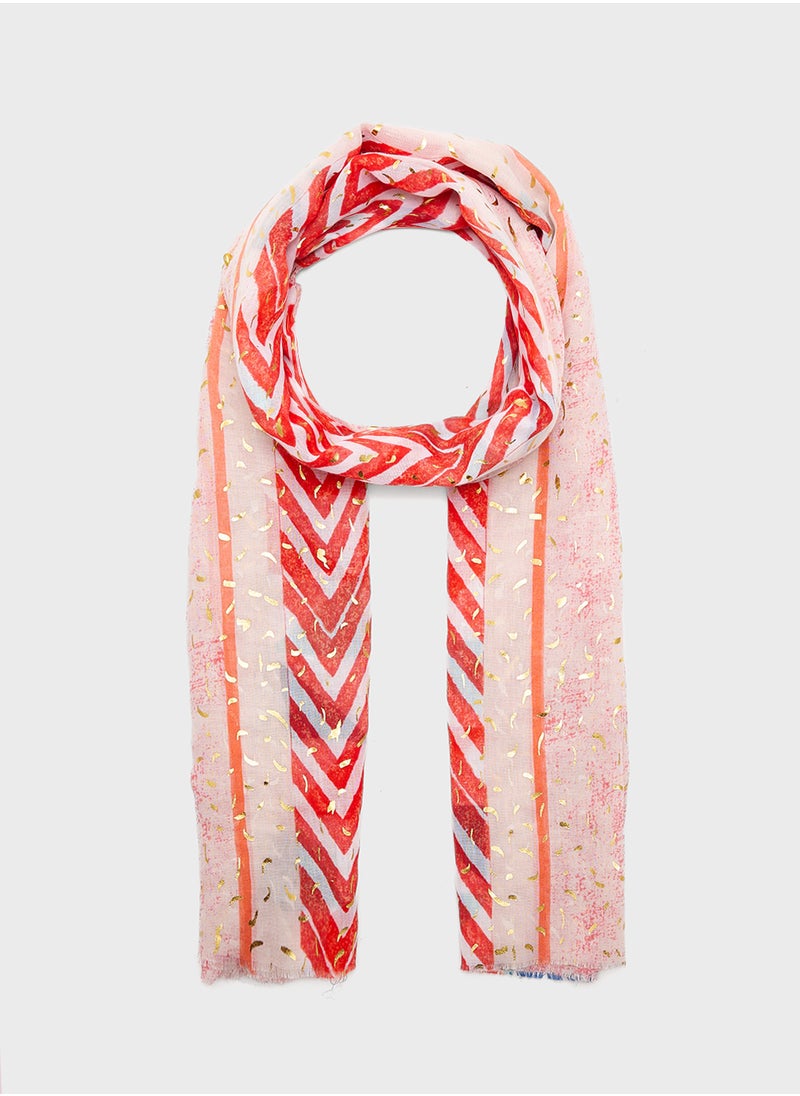 ELLA - Aztec Metallic Confetti Long Scarf - Image 1