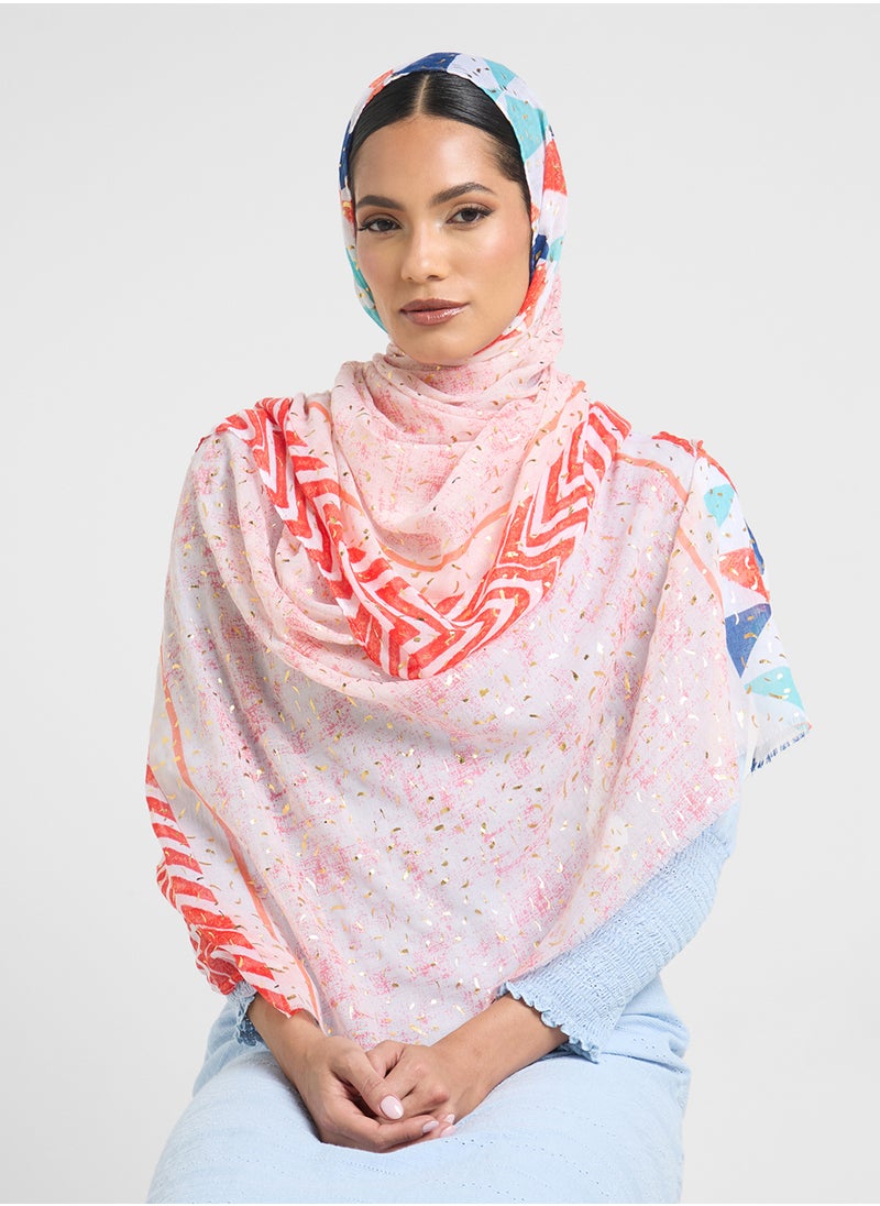 ELLA - Aztec Metallic Confetti Long Scarf - Image 1