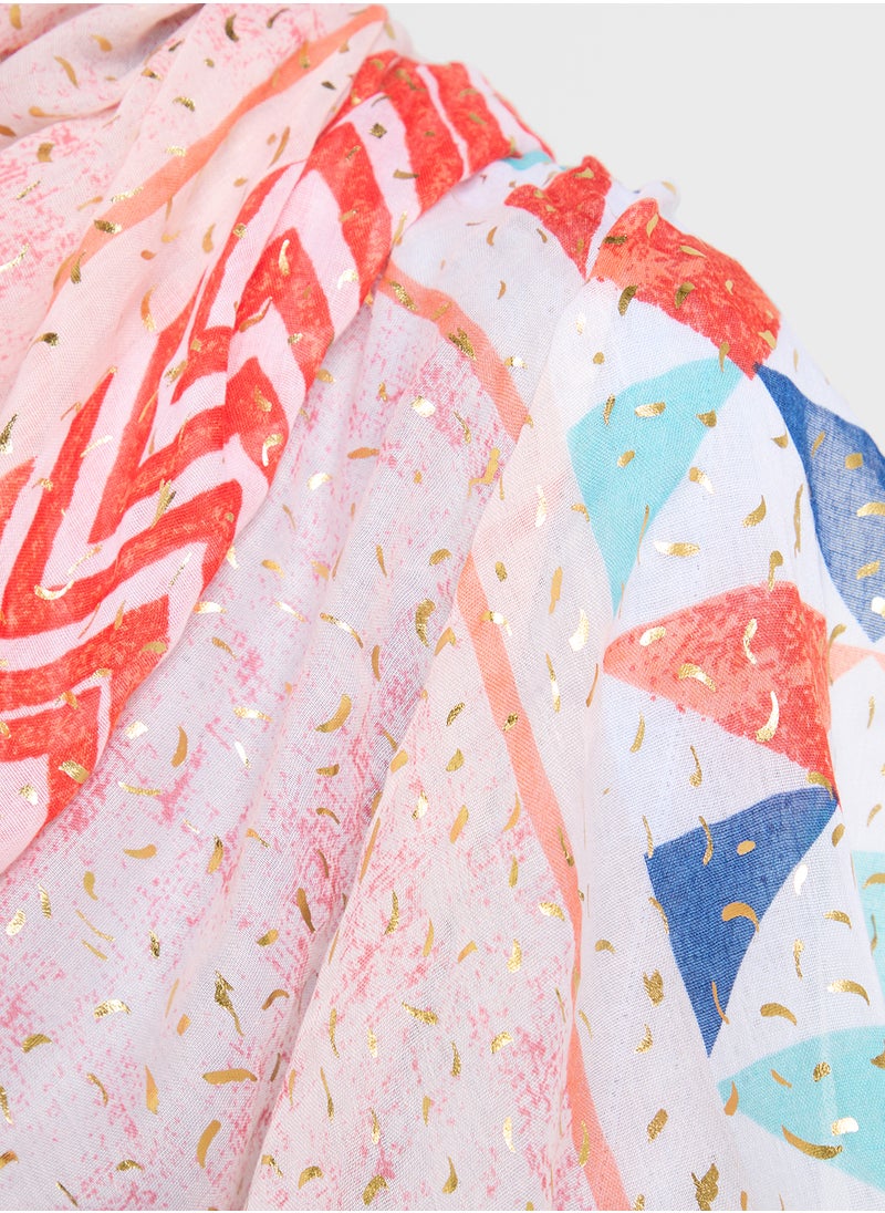 ELLA - Aztec Metallic Confetti Long Scarf - Image 1
