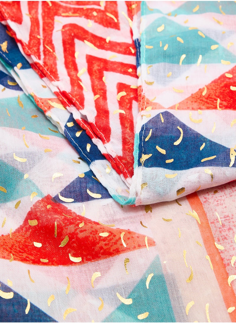 ELLA - Aztec Metallic Confetti Long Scarf - Image 1