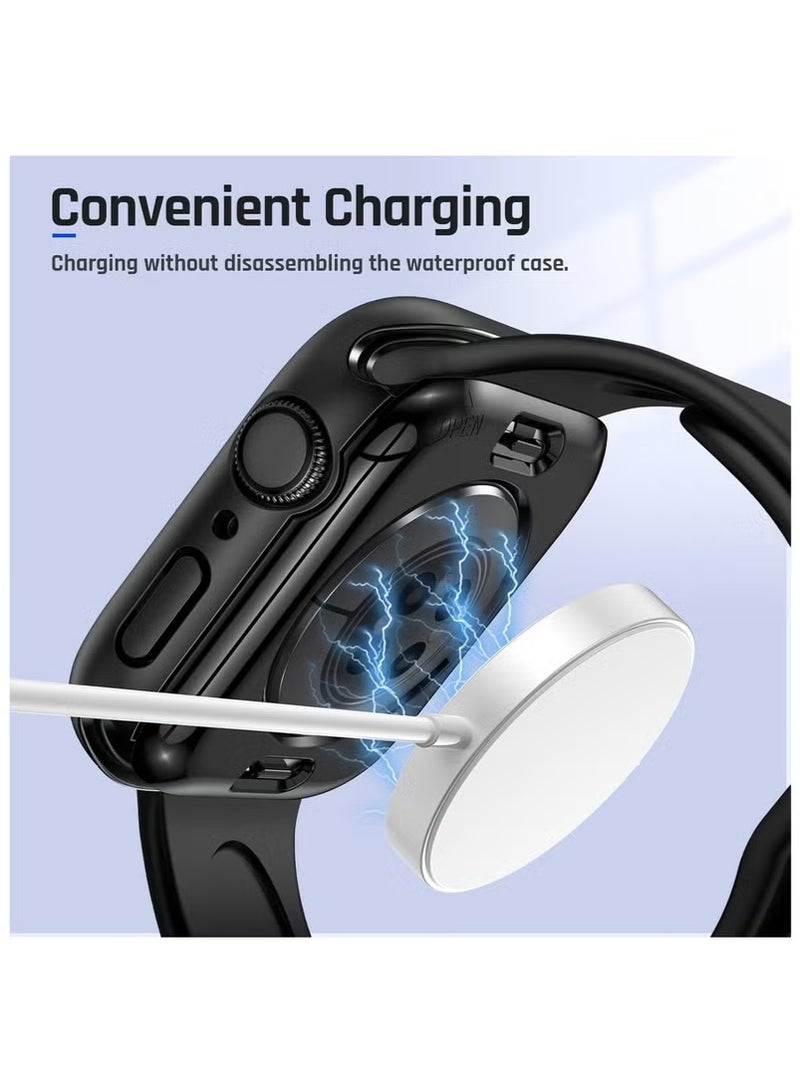 Apple Watch Series 10 46mm case with Tempered Film Screen Protector, Full Protective Hard PC Bumper Touch Sensitive HD Screen Cover(46mm,Black) - Image 4