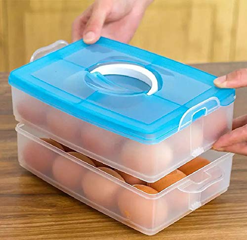 Flipco 2Layer Food Storage Container with Egg Holder Trays Medium Clear - Image 4