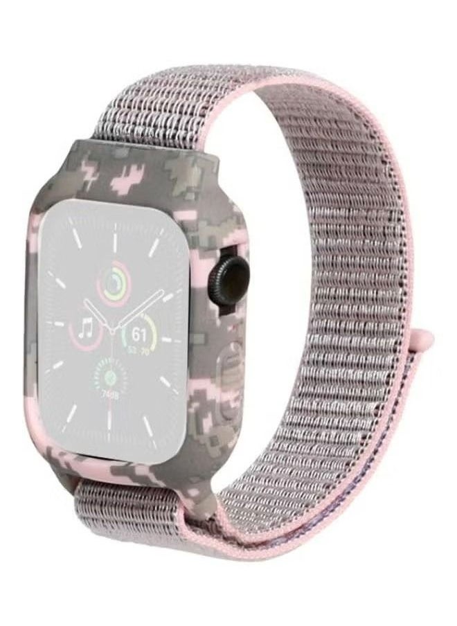 HuHa Soft Nylon Braided Elastic Strap Replacement Wrist Strap Watchbands for Watch Series 7/6/SE/5/4/3/2/1 38/40/41mm Pink  - Image 1
