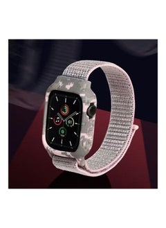 HuHa Soft Nylon Braided Elastic Strap Replacement Wrist Strap Watchbands for Watch Series 7/6/SE/5/4/3/2/1 38/40/41mm Pink  - Image 2