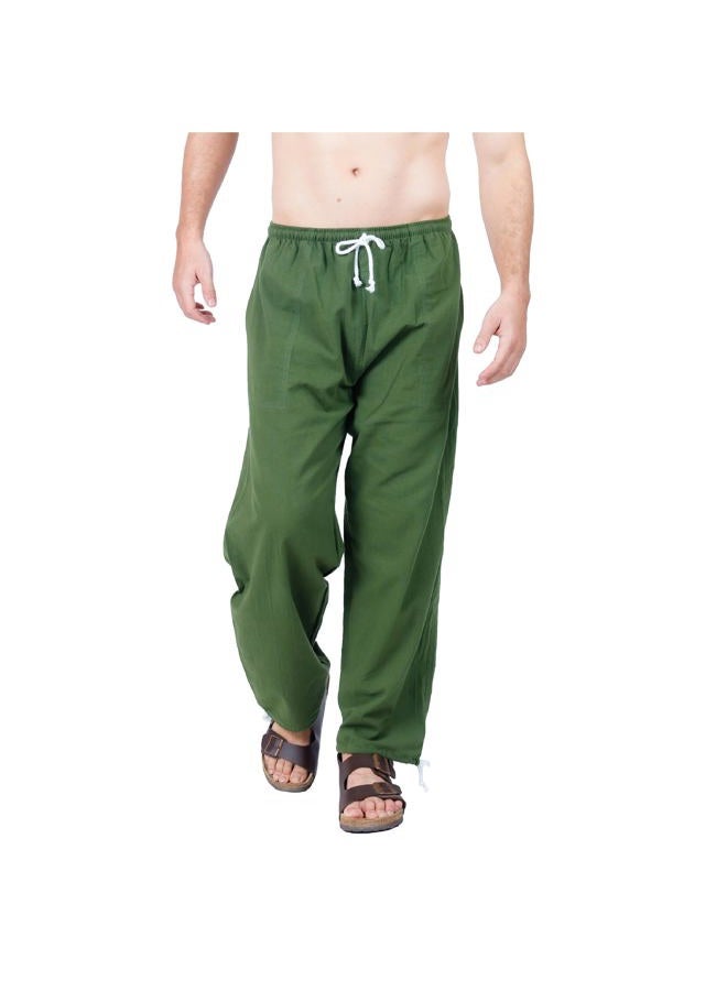 CandyHusky Baggy Sweatpants Men Cotton, Drawstring Lounge Pants, Relaxed Fit, Ideal for Comfort, Green, L - Image 1