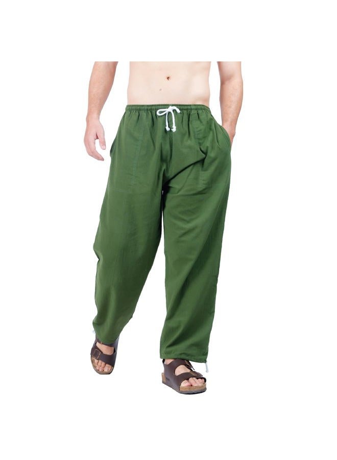 CandyHusky Baggy Sweatpants Men Cotton, Drawstring Lounge Pants, Relaxed Fit, Ideal for Comfort, Green, L - Image 2