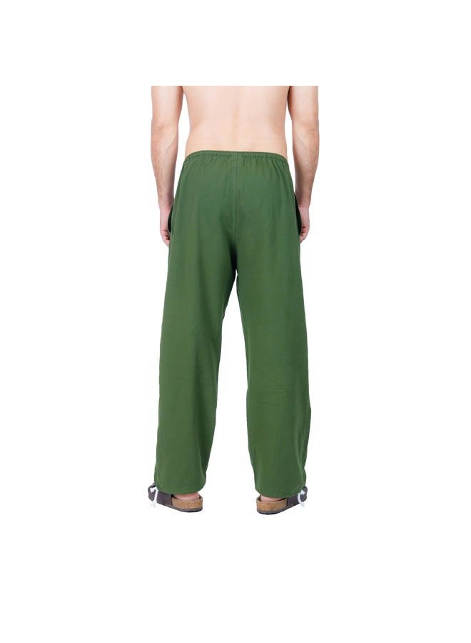 CandyHusky Baggy Sweatpants Men Cotton, Drawstring Lounge Pants, Relaxed Fit, Ideal for Comfort, Green, L - Image 4