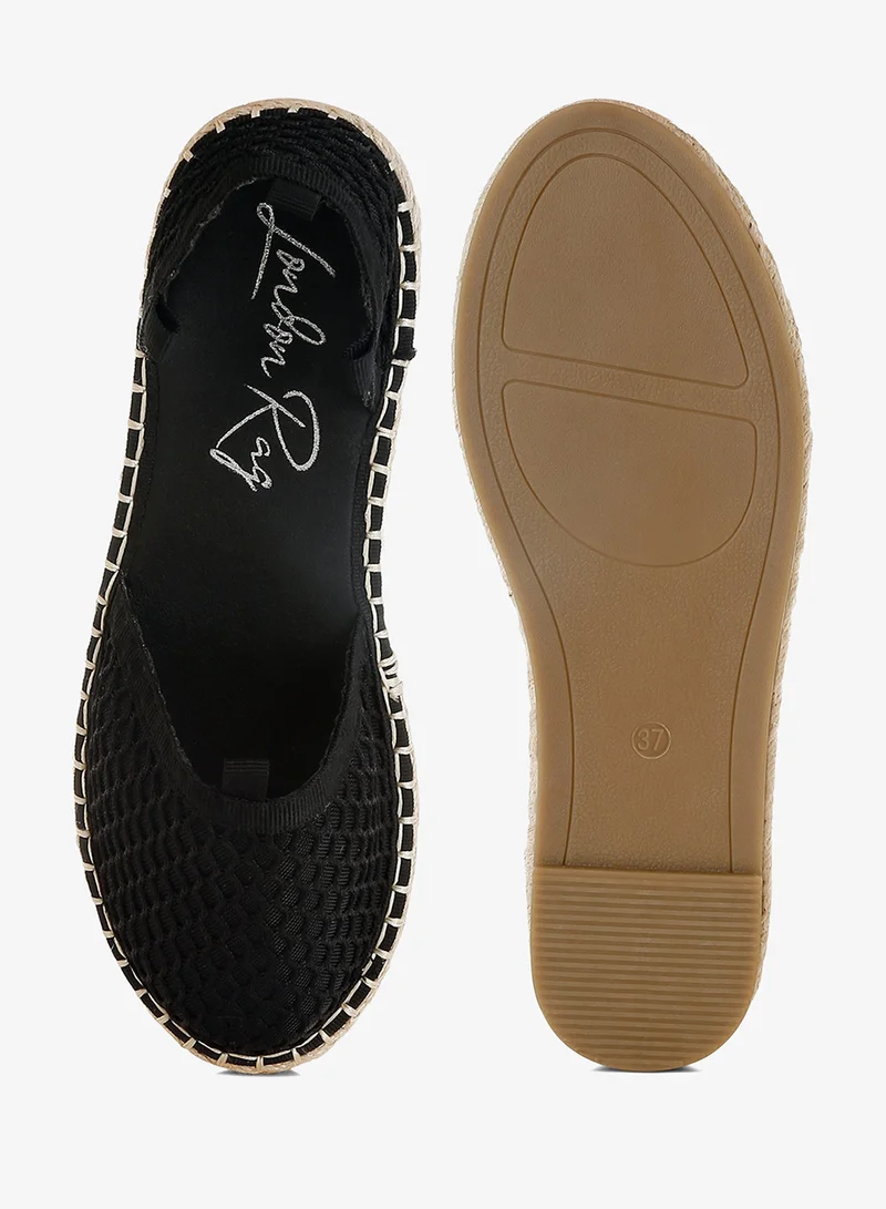 London Rag  London Rag Women's Mesh Flat Espadrille Sandals In Black for Women | Best Price UAE