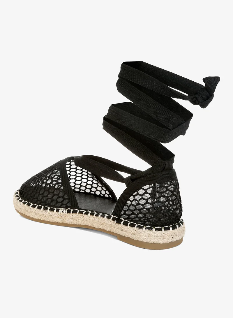 London Rag  London Rag Women's Mesh Flat Espadrille Sandals In Black for Women | Best Price UAE