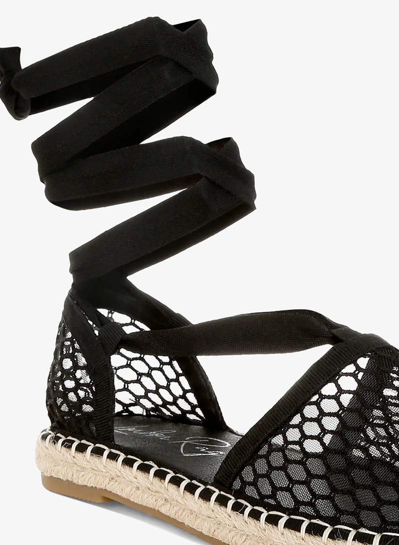 London Rag  London Rag Women's Mesh Flat Espadrille Sandals In Black for Women | Best Price UAE