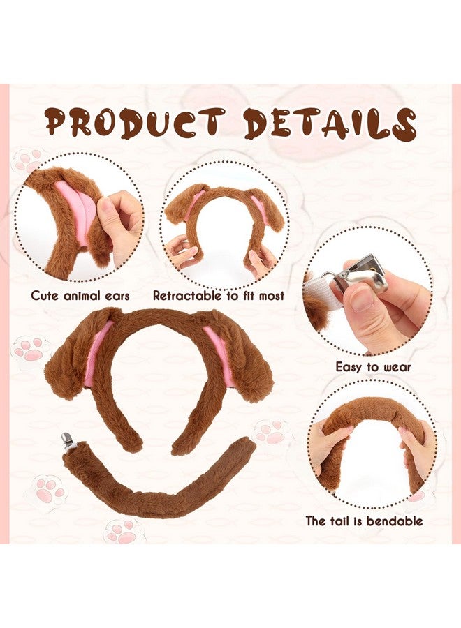 PEUTIER Dog Costume Accessories Set, Plush Dog Ears and Tail Dog Ears Headband Animal Costume Accessories Kids Adults Halloween Cosplay Costume Decoration Supplies (Brown)  - Image 4
