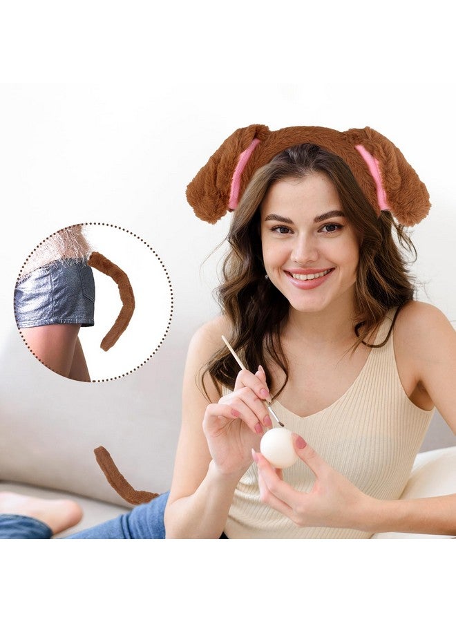 PEUTIER Dog Costume Accessories Set, Plush Dog Ears and Tail Dog Ears Headband Animal Costume Accessories Kids Adults Halloween Cosplay Costume Decoration Supplies (Brown)  - Image 5