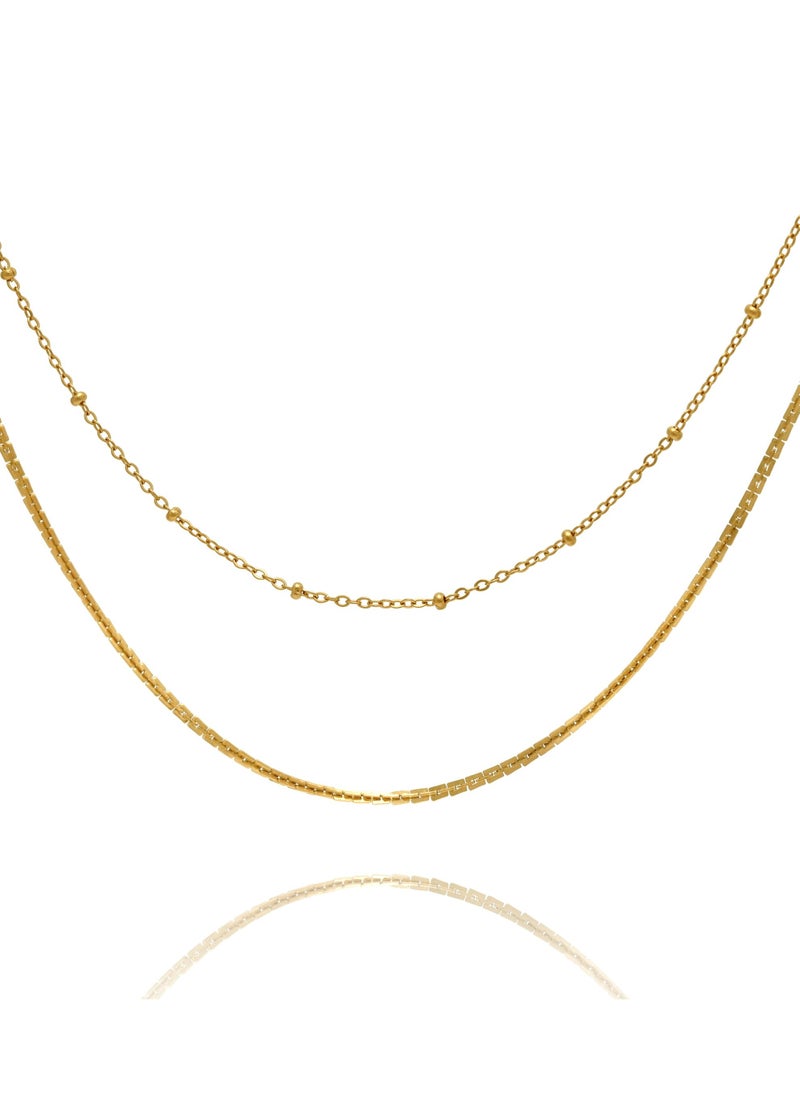 Clé de Lune - Double layer Gold Plated Necklace - Image 1