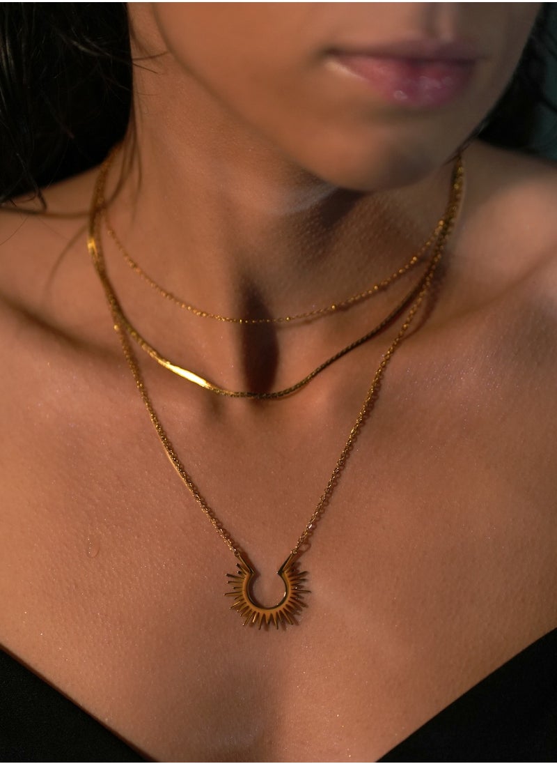 Clé de Lune - Double layer Gold Plated Necklace - Image 1