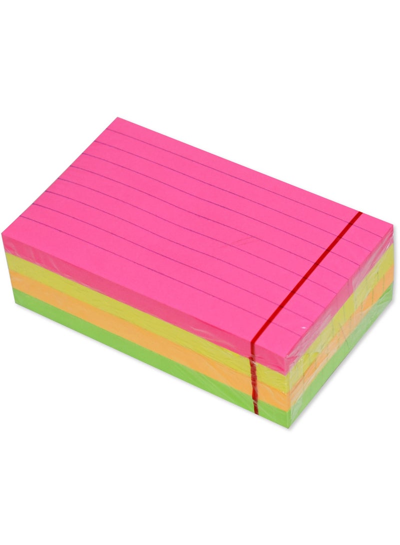FIS Sticky Note Pad 3X5 inches Pack of 4 Ruled 4 Assorted Neon Color FSPO3X5RN4C - Image 1