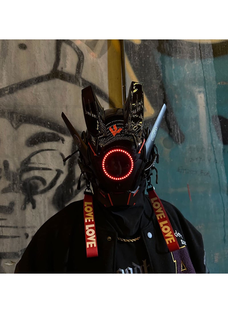 Punk Glow Helmet Mask, Futuristic Light-Up Motorcycle Helmet, Unisex Punk Mask for Halloween, Parties, Music Festivals - Durable, Stylish Cosplay Accessory, Adjustable Fit  - Image 4