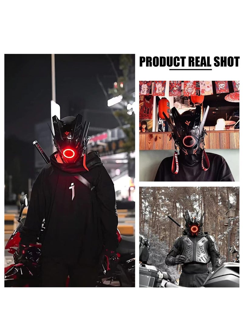 Punk Glow Helmet Mask, Futuristic Light-Up Motorcycle Helmet, Unisex Punk Mask for Halloween, Parties, Music Festivals - Durable, Stylish Cosplay Accessory, Adjustable Fit  - Image 5