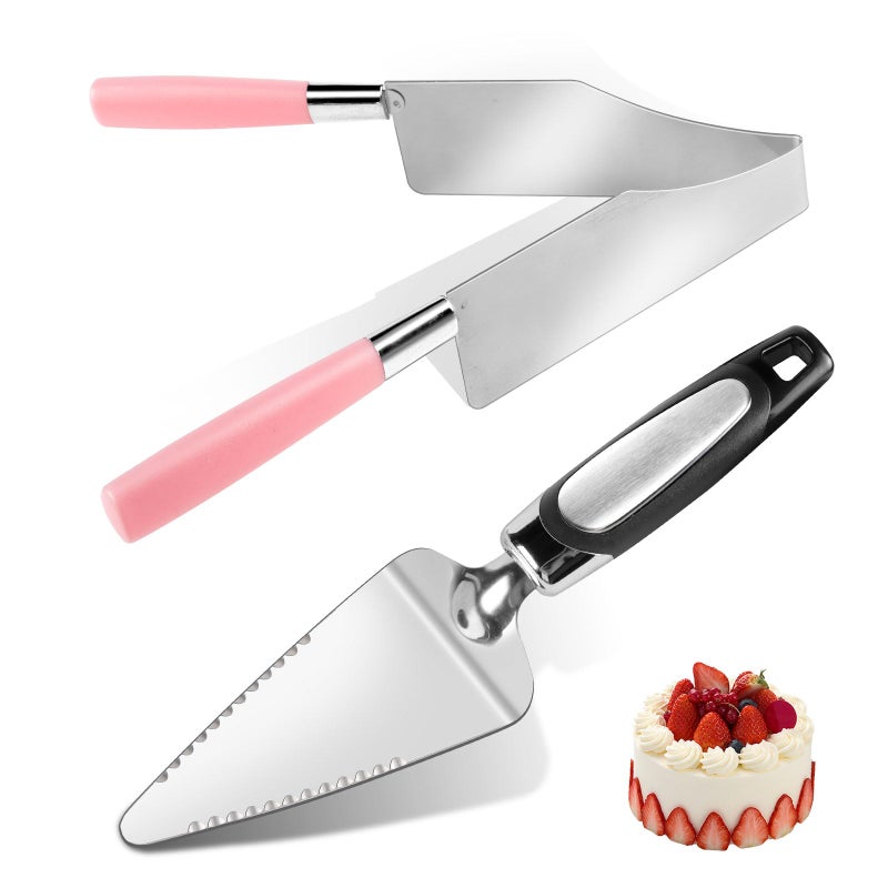 Lmisraely 2 Pcs Cake Slicer Cutter and Multi Function Cake Server Stainless Steel Set for Cutting and Serving Desserts, Brownies, Pizza Cake Spatula - Image 1