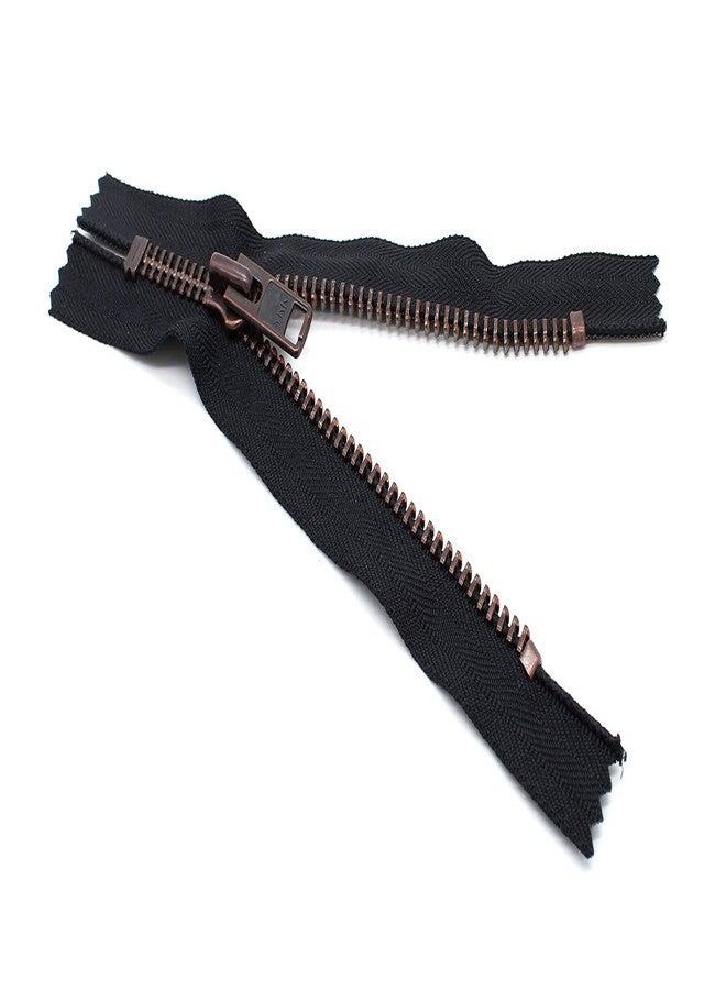 YKK® Sale 7" Exposed Zippers YKK #10 Extra Heavy Duty, Antique Copper Finished (Special) Closed Bottom Color 580 Black (1 Pack/Zipper). - Image 1