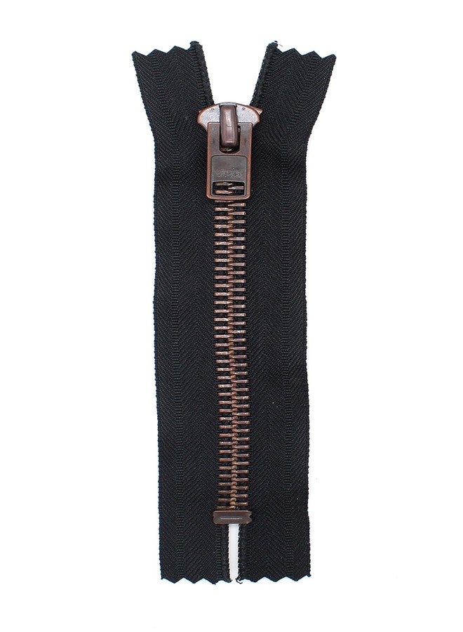 YKK® Sale 7" Exposed Zippers YKK #10 Extra Heavy Duty, Antique Copper Finished (Special) Closed Bottom Color 580 Black (1 Pack/Zipper). - Image 4