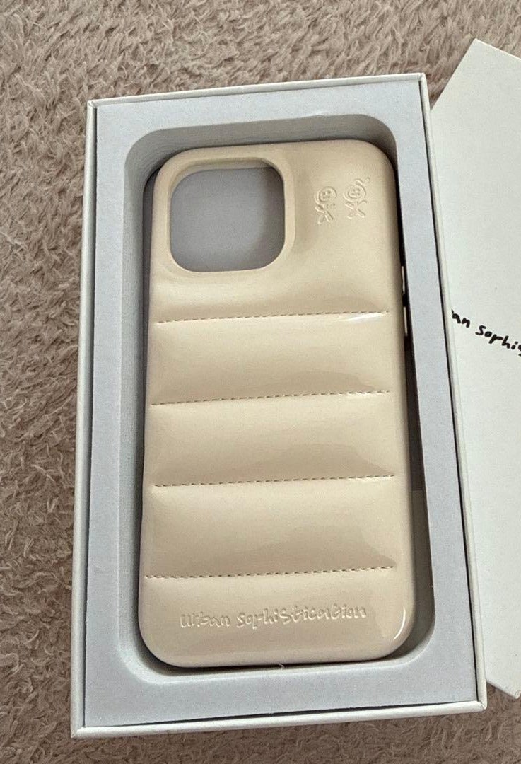Cover Phone Case for iPhone 11, Laser Glossy Down Jacket Touch Trendy Puffer Case for iPhone 11, Shockproof Scratch Resistant Slim Case for Men Women (Cheese Creeme) - Image 2