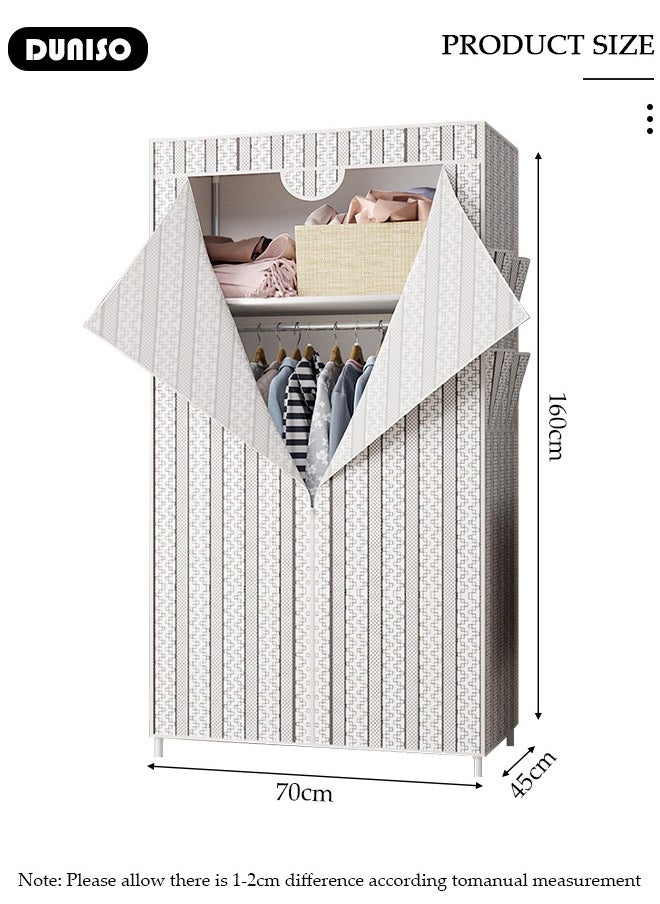 DUNISO Portable Clothes Closet with Side Pockets,Fabric Wardrobe for Hanging Clothes,Freestanding Garment Organizer with Sturdy Fabric Cover,Closet Clothes Organizer with Zipper for Bedroom, Cloakroom Sturdy and Easy Assemble  - Image 4
