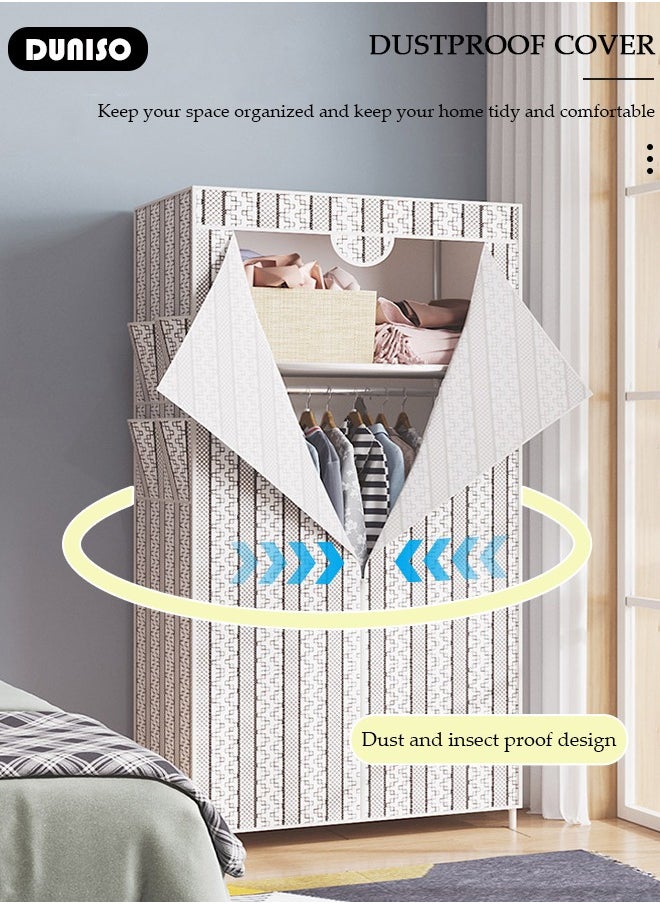 DUNISO Portable Clothes Closet with Side Pockets,Fabric Wardrobe for Hanging Clothes,Freestanding Garment Organizer with Sturdy Fabric Cover,Closet Clothes Organizer with Zipper for Bedroom, Cloakroom Sturdy and Easy Assemble  - Image 5