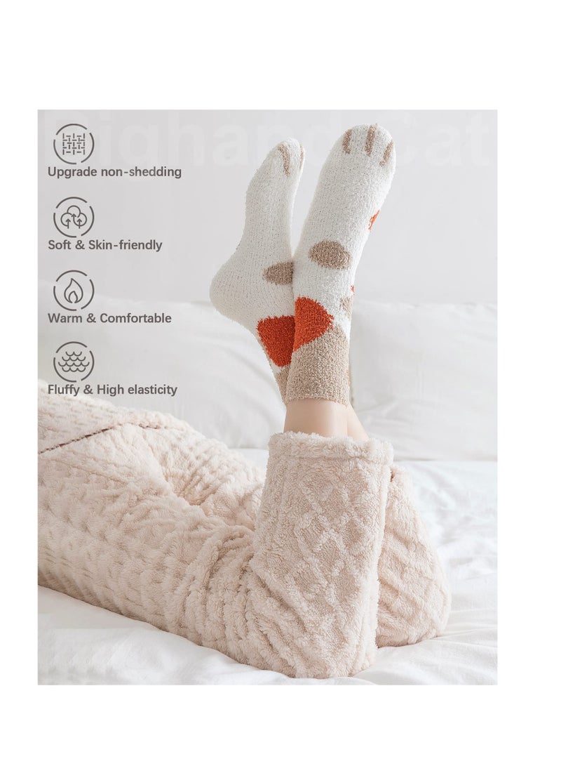 SYOSI Womens Soft Cute Funny Animal Socks, 5 Pairs Non-shedding Womens Soft Fuzzy Socks, Winter Colorful Slipper Socks, Winter Warm Socks, Cute Fluffy Sleeping Gift - Image 4