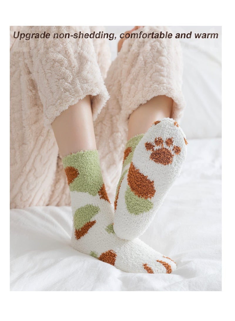 SYOSI Womens Soft Cute Funny Animal Socks, 5 Pairs Non-shedding Womens Soft Fuzzy Socks, Winter Colorful Slipper Socks, Winter Warm Socks, Cute Fluffy Sleeping Gift - Image 5