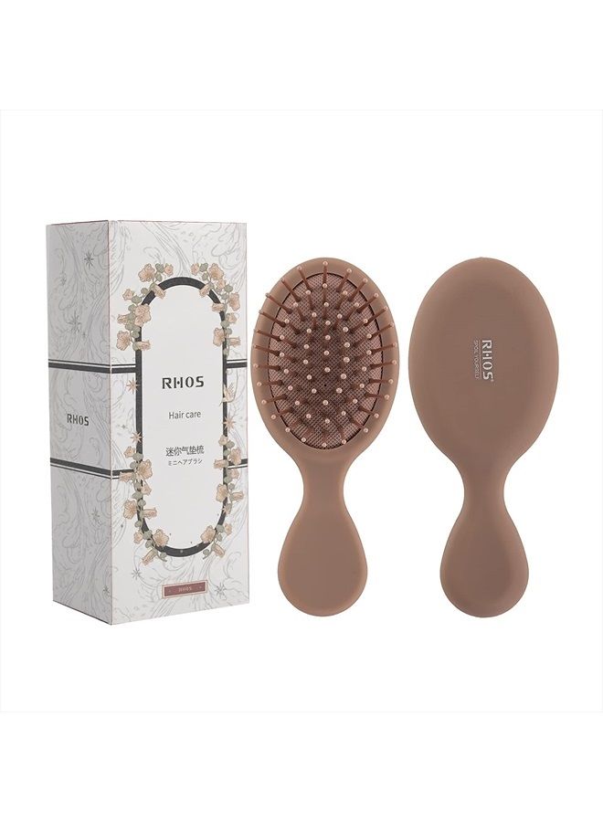 RHOS Mini Travel Hair Brush for Women/Men/Kids - Pocket Detangler Brush for Wet and Dry Hair - Travel Size Paddle Brush for Detangling- For All Hair Types (1 Pack-Mocha) - Image 1