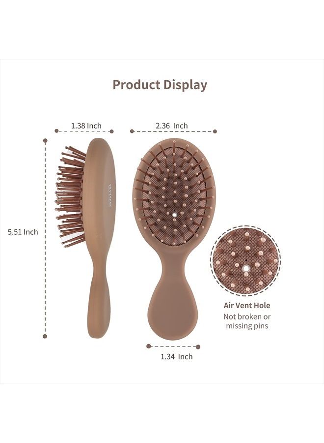 RHOS Mini Travel Hair Brush for Women/Men/Kids - Pocket Detangler Brush for Wet and Dry Hair - Travel Size Paddle Brush for Detangling- For All Hair Types (1 Pack-Mocha) - Image 2