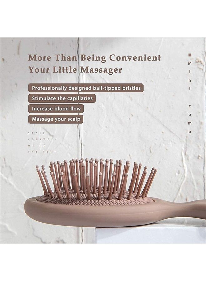 RHOS Mini Travel Hair Brush for Women/Men/Kids - Pocket Detangler Brush for Wet and Dry Hair - Travel Size Paddle Brush for Detangling- For All Hair Types (1 Pack-Mocha) - Image 3