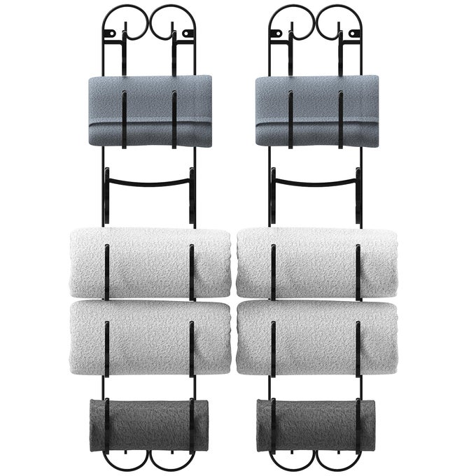 6TIER TOWEL RACK WALL MOUNTED TOWEL HOLDER 2 PACK BRONZE