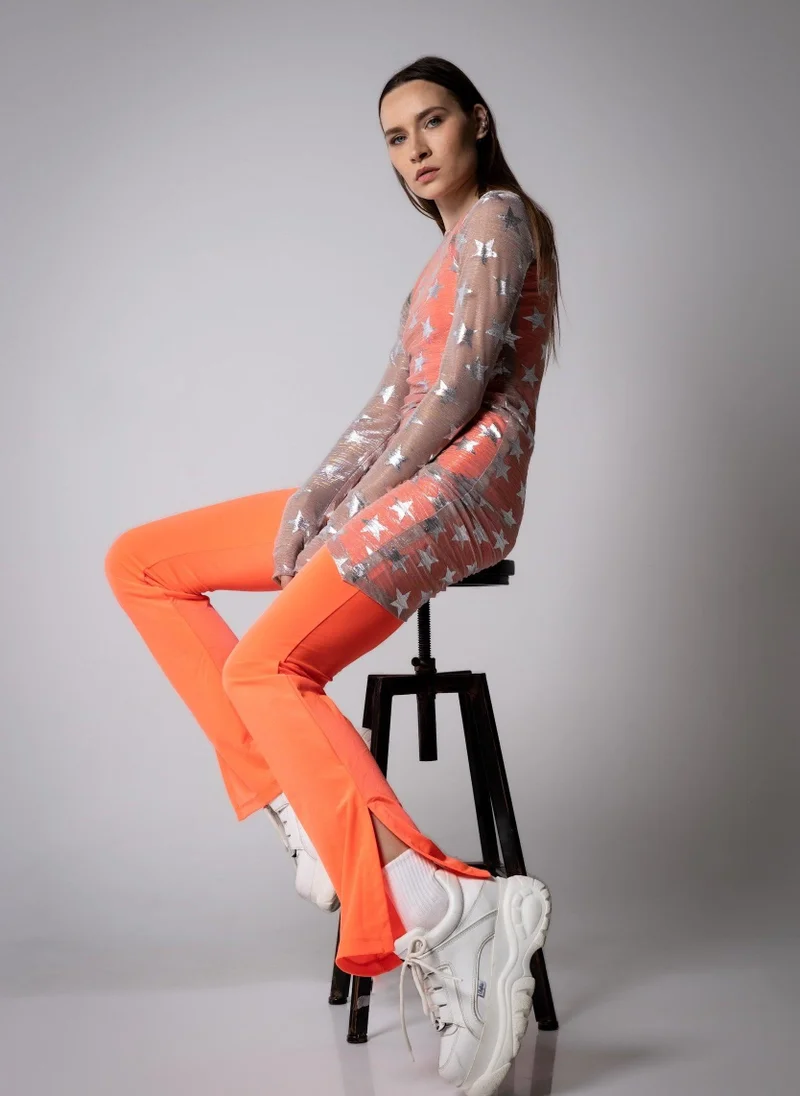 جانارا جونز Pink Shimmering Mesh Silver Stars Lilly Dress