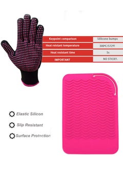 Heat Resistant Glove With Heat Resistant Mat For Curling Iron Hair Straightener Flat Irons Silicone Bump Glove 9” X 6.5” Food Grade Silicone Mat Pink - pzsku/ZA526341B6420495C9C2BZ/45/_/1719064969/6cdec109-617b-40b2-8ce2-afa0c8e05506