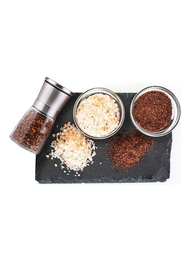 XiuWoo Stainless Steel Sea Salt & Pepper Grinder Refillable Set, Manual Adjustable Ceramic Salt and Pepper Grinders, Clear Glass Metal Pepper Mill Set - 2 Pack  - Image 4