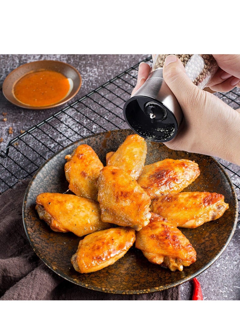 XiuWoo Stainless Steel Sea Salt & Pepper Grinder Refillable Set, Manual Adjustable Ceramic Salt and Pepper Grinders, Clear Glass Metal Pepper Mill Set - 2 Pack  - Image 2