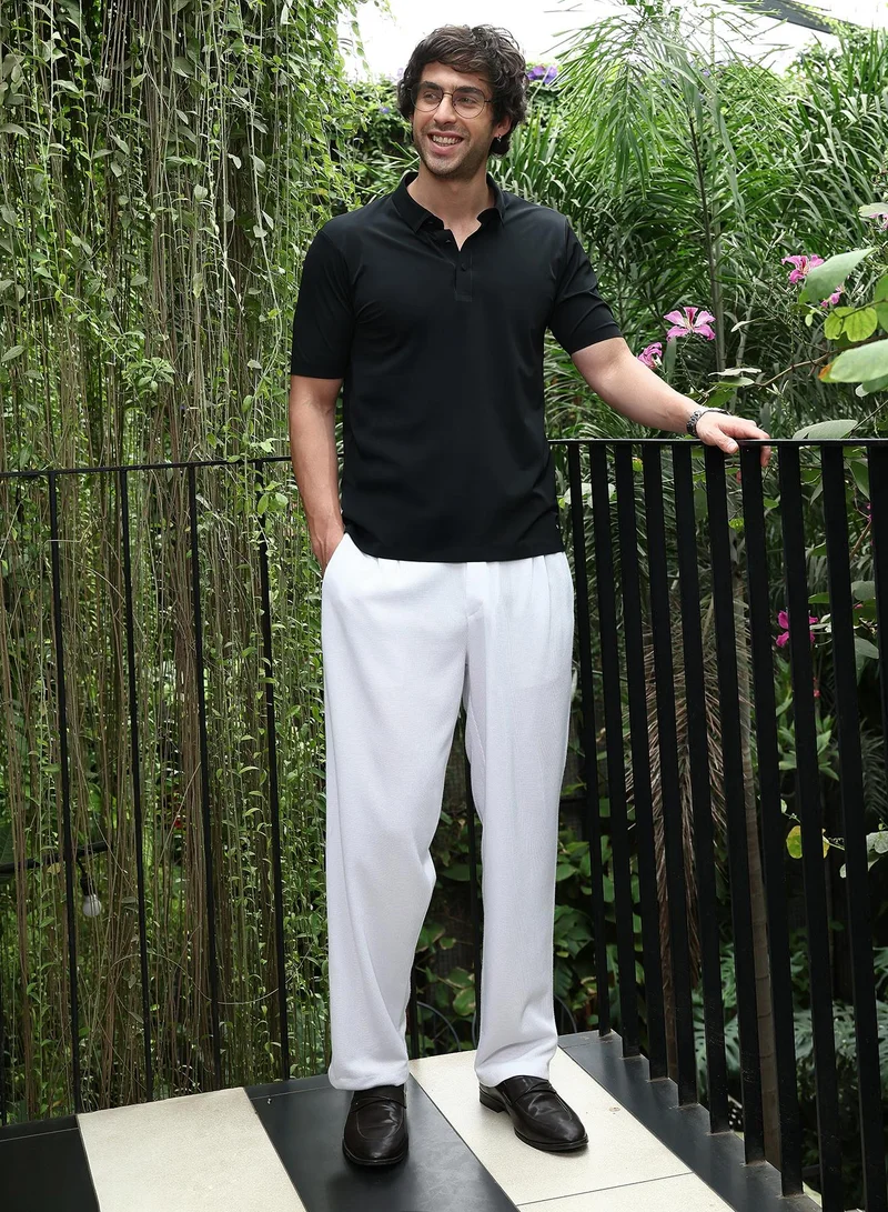 CAHOOT  Men's Onyx Black Seamless Solid Polo T-Shirt for Men | Best Price UAE