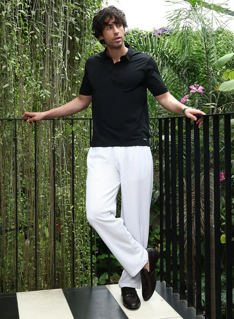 CAHOOT  Men's Onyx Black Seamless Solid Polo T-Shirt for Men | Best Price UAE