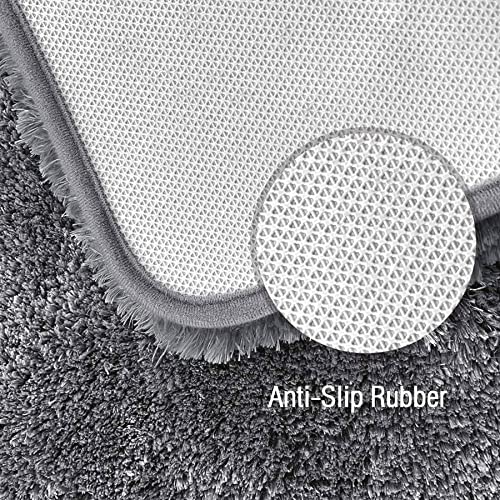VNQ Anti-Slip Ultra Soft Plush Shaggy Fluffy Microfiber Bath Mats/Doormat for Bathroom, Tub & Shower, Machine Wash Water Absorbent Grey Pack of 1 - Image 4