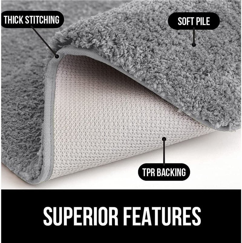 VNQ Anti-Slip Ultra Soft Plush Shaggy Fluffy Microfiber Bath Mats/Doormat for Bathroom, Tub & Shower, Machine Wash Water Absorbent Grey Pack of 1 - Image 5