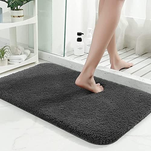 VNQ Anti-Slip Ultra Soft Plush Shaggy Fluffy Microfiber Bath Mats/Doormat for Bathroom, Tub & Shower, Machine Wash Water Absorbent Grey Pack of 1 - Image 1