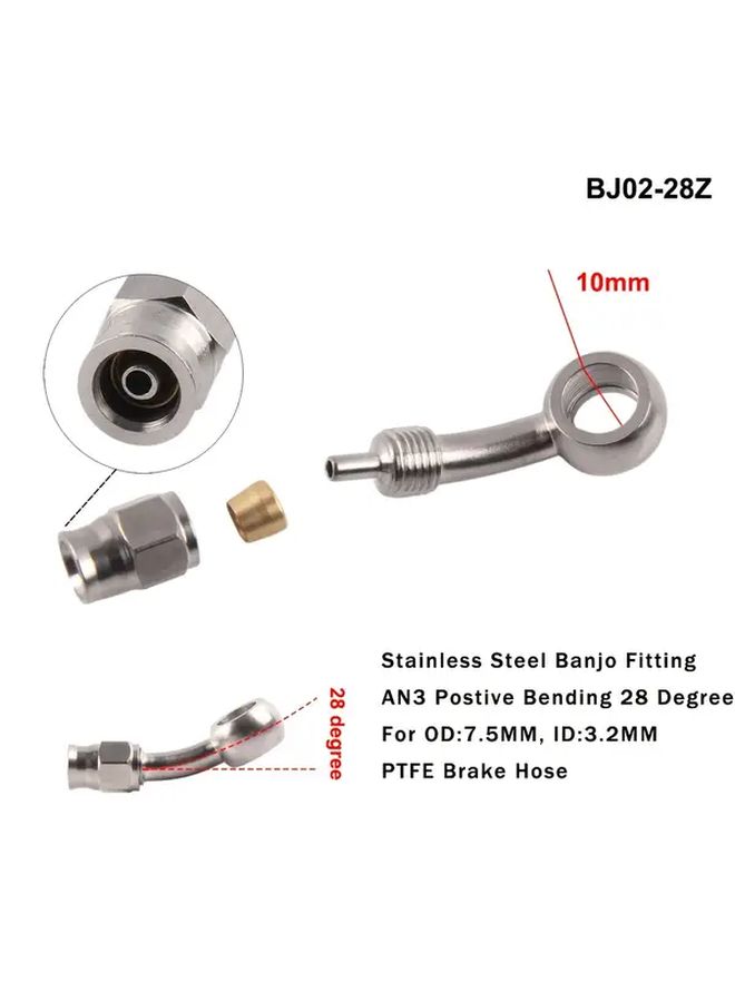 Stainless Steel Banjo Fitting 28 Degree AN3 2Pcs For Motorcycle Hydraulic Oil Hose Line - Image 2