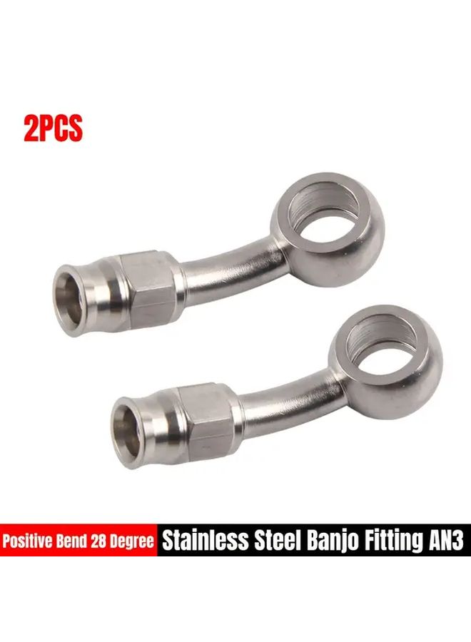 Stainless Steel Banjo Fitting 28 Degree AN3 2Pcs For Motorcycle Hydraulic Oil Hose Line - Image 1