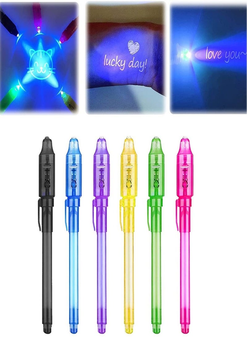 Captaintech Invisible Ink Pen with UV Light 6 Colors Secret Magic Disappearing Marker for Message Fun Activity Entertainment Kids Party Favors - Image 1