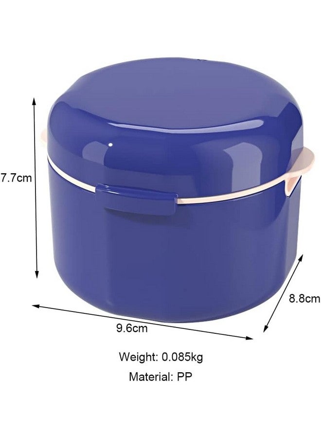 Generic Denture Bath Case, Retainer Case With Strainer Basket, 3-Layer Denture Case, Portable Denture Cups, Retainer Cleaner Case, For Soaking Cleaning Dentures And Storage (Blue)  - Image 2
