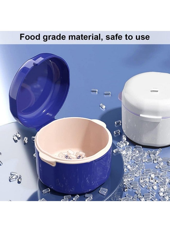 Generic Denture Bath Case, Retainer Case With Strainer Basket, 3-Layer Denture Case, Portable Denture Cups, Retainer Cleaner Case, For Soaking Cleaning Dentures And Storage (Blue)  - Image 4